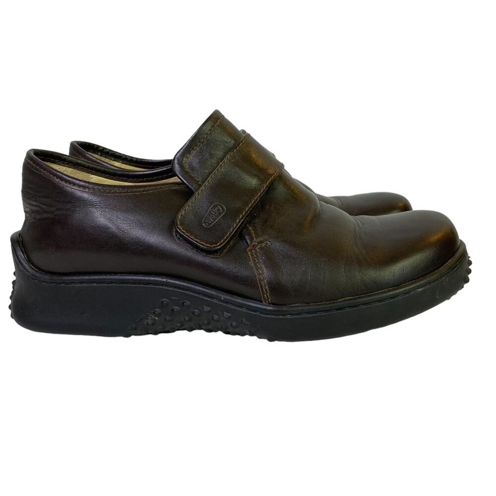 Wolky Brown Leather Adjustable Strap Comfort Slip On Loafer Size 39 or 8